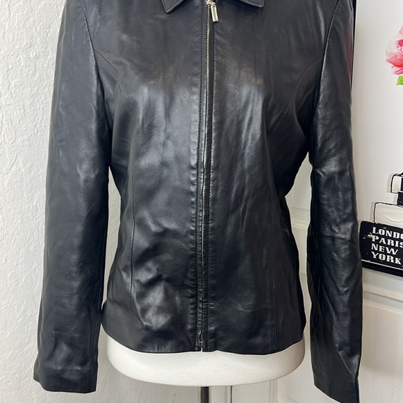 Rosleen Black Leather Jacket Size M - Picture 4 of 9